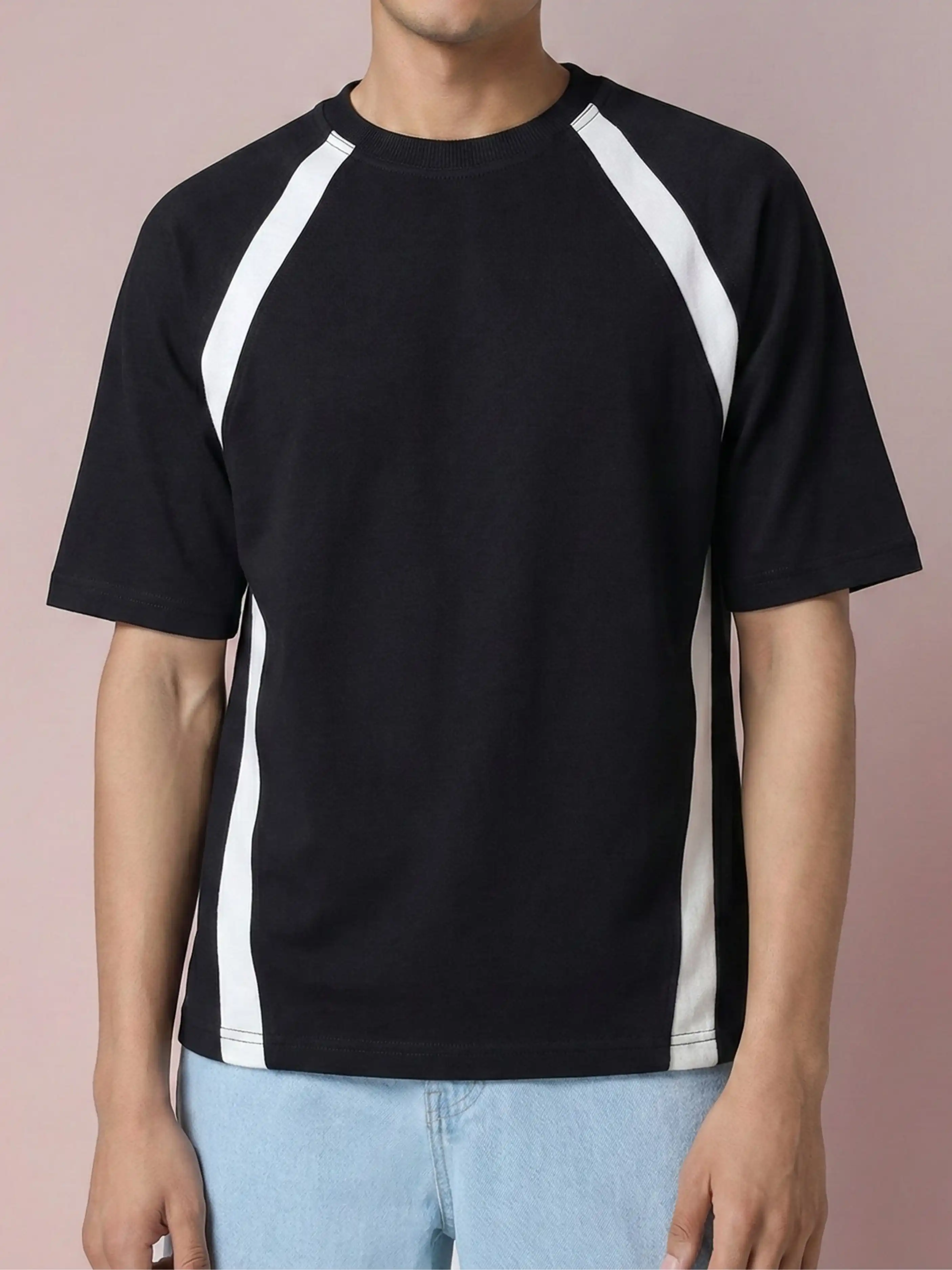 Men’s Oversized T-Shirt with Wrangler Sleeves – 260 GSM Cotton French Terry